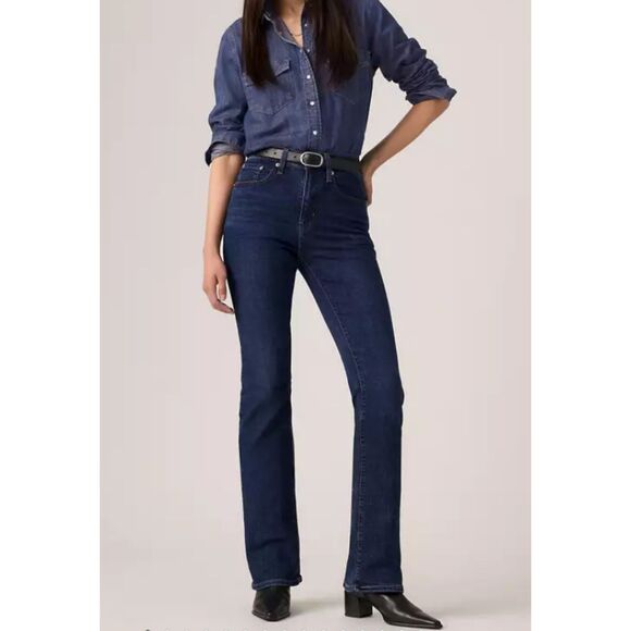 Levi's 725 High Rise Bootcut Denim Women's Dark Wash Blue Jeans Size 28 - Picture 1 of 9